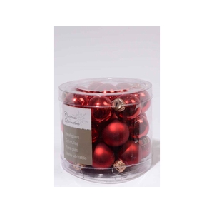 KERSTBAL GLASS 25MM CHRISTMASRED 24PCS