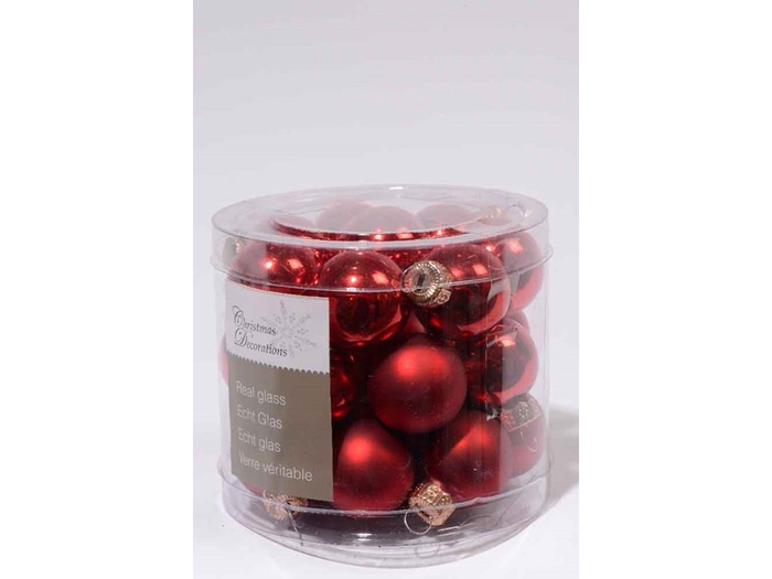KERSTBAL GLASS 25MM CHRISTMASRED 24PCS