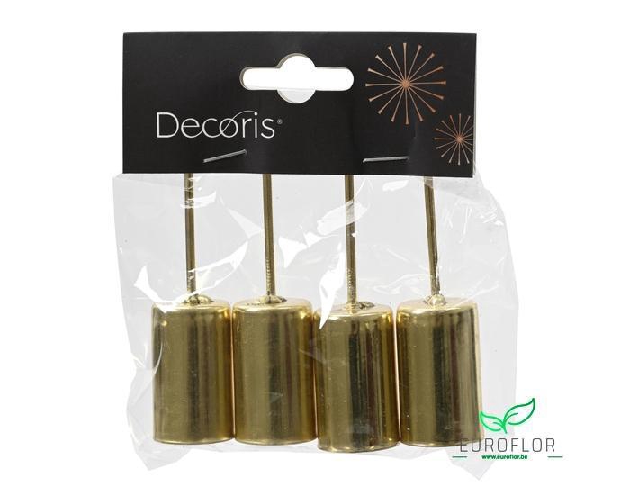 CANDLE HOLDER METALGOLD D2,3CM X H9,2CM 4PCS