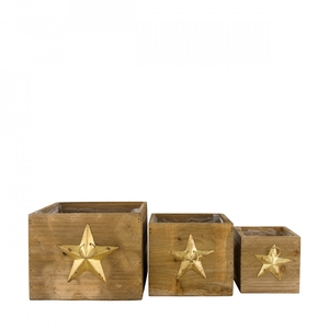 Wood Planter star S/3 d18*14cm