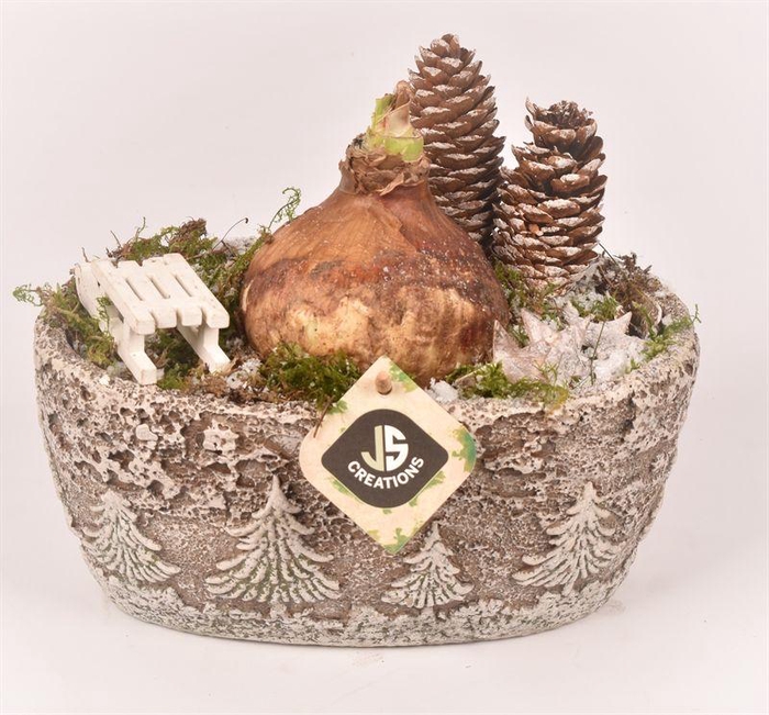 <h4>Cement ov. kerstboom decor 23x14cm</h4>