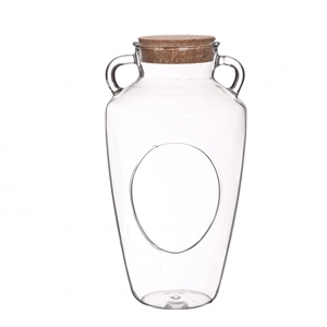 Glass vase amfora cork d12 22cm