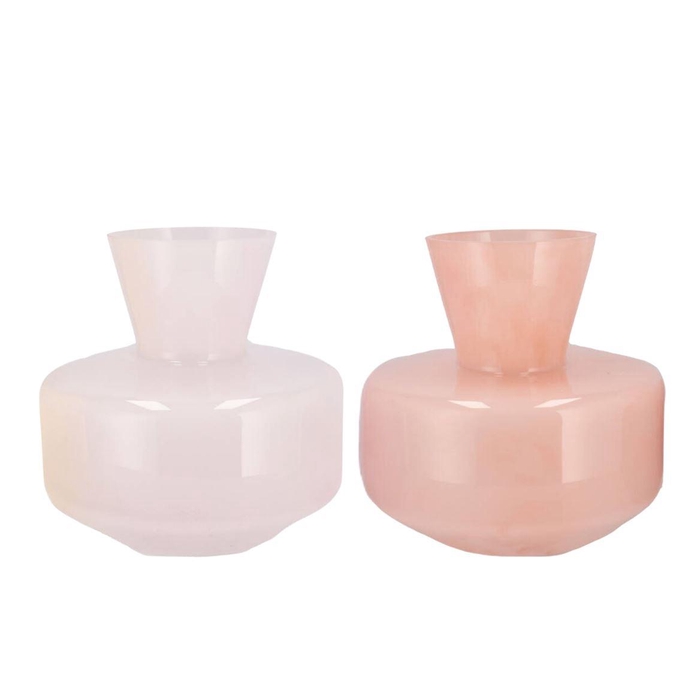 <h4>Beau Dutch Pink Mix Cone Neck Sphere Vase Ass 26x25cm</h4>