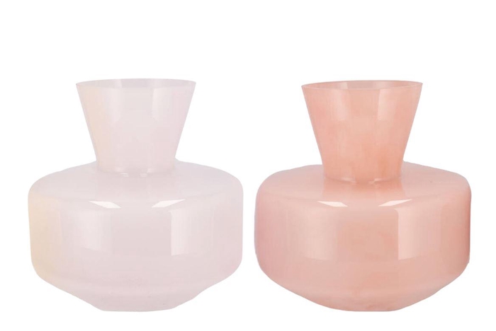 Beau Dutch Pink Mix Cone Neck Sphere Vase Ass 26x25cm