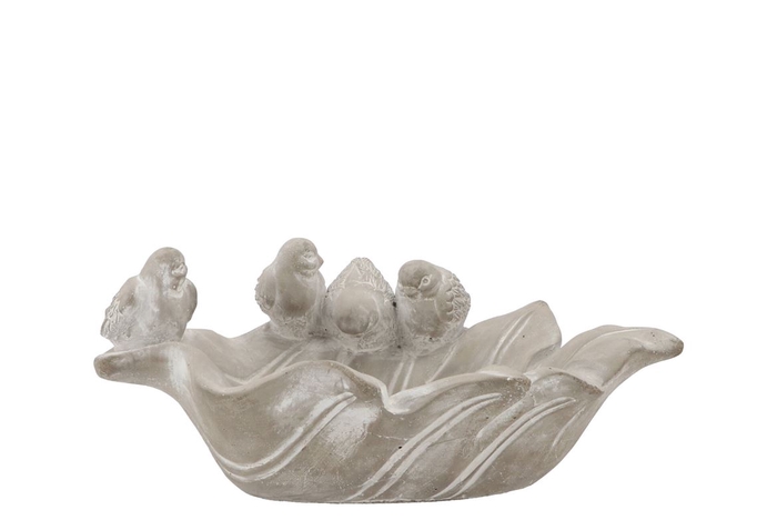 <h4>Concrete Bird Bowl Leaf 29x21x13cm</h4>