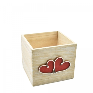 Valentine Wood heart pot d13.5*12cm