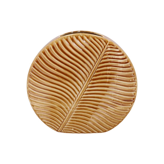 <h4>Inga Leaf Brown Vase Round Active Glaze 42x15x39cm Nm</h4>