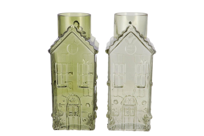 Mille Green Vase House 13x13x30cm