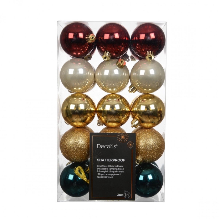 <h4>Kerstbal Bal kunststof 60mm x30 ass.</h4>
