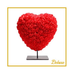 Hart DELUXE op standaard 25cm rood in luxe cadeauverpakking !!!