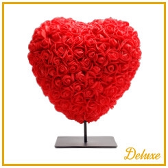 <h4>Hart DELUXE op standaard 25cm rood in luxe cadeauverpakking !!!</h4>