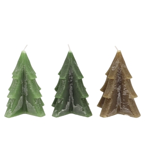 Candle Frosty Pine Tree Green Mix 12x15cm Ass