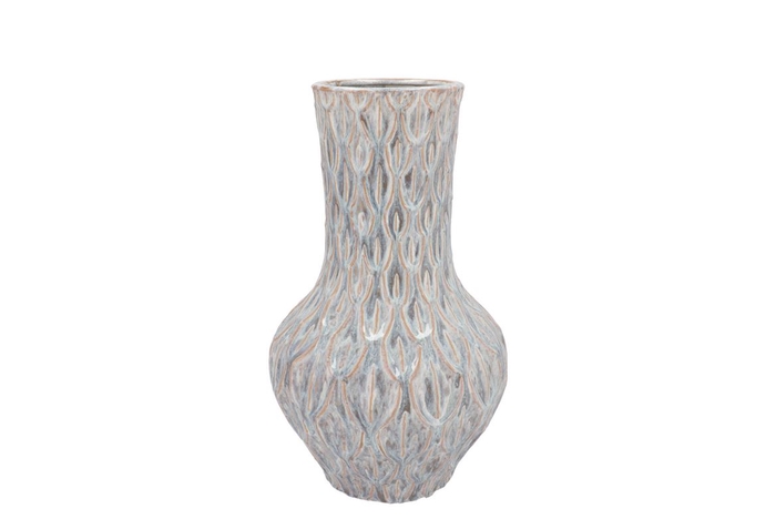 <h4>Inga Boa Grey Vase Neck Active Glaze 23x23x39cm</h4>