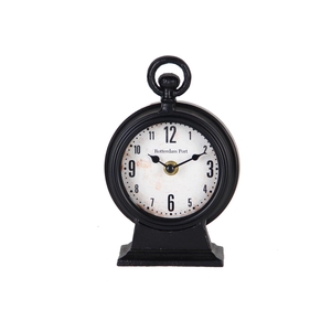 Clock Table Mtl 12x19cm Black