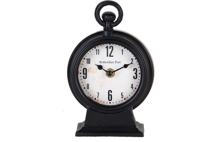 Clock Table Mtl 12x19cm Black