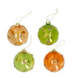 <h4>Christmas bauble Ball deco leaf 80mm ass.</h4>
