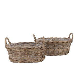 Rattan Kuboo Basket Oval Ears S/2 L39/43 W17/21