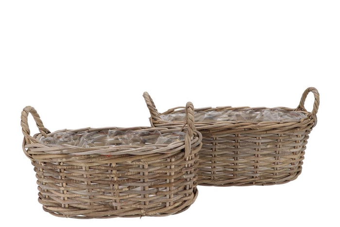 <h4>Rattan Kuboo Basket Rectangle Ears S/2 L39/45 W16/20</h4>
