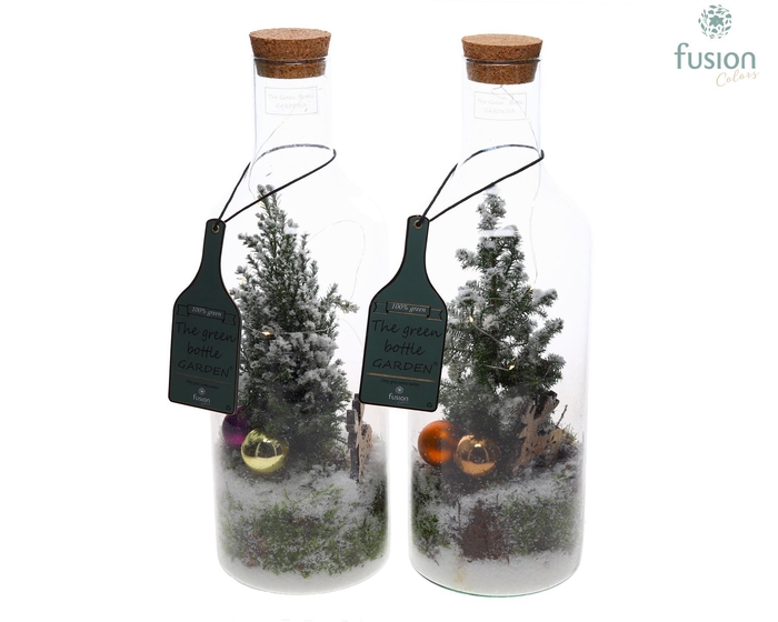 <h4>Green Bottle Fles Medium Kerst met Arrangement</h4>