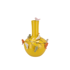 Bird Vase Yellow Tube 20x25cm Nm