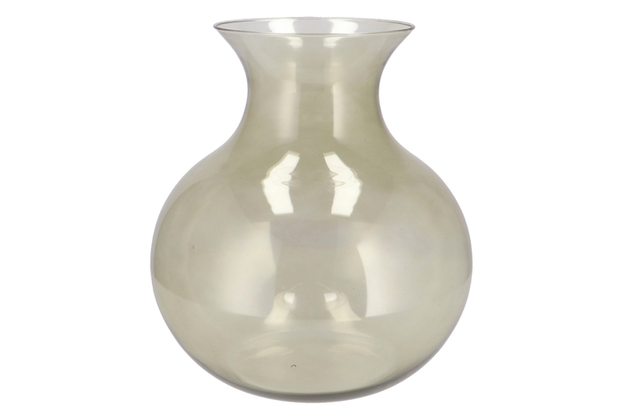 <h4>Mira Olive Green Glass Cone Neck Sphere Vase 32x32x32cm</h4>