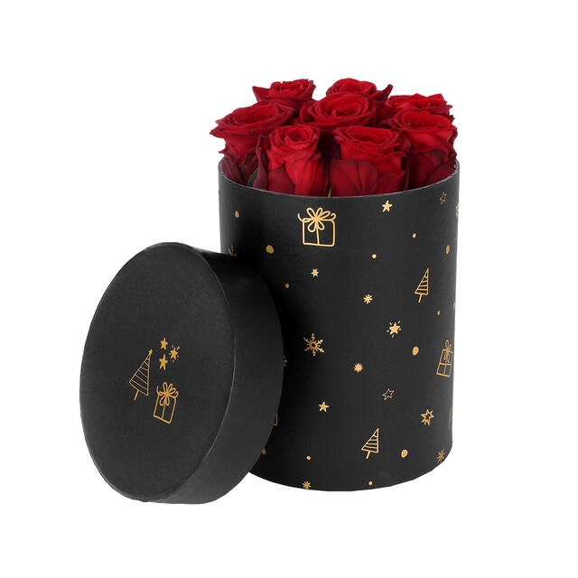 <h4>Hat box Christmas carton 13xH17cm black/gold</h4>