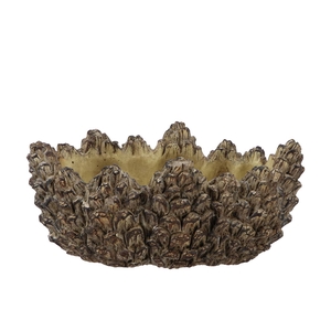 Concrete Natural Pinecone Bowl Oval Edge 28x17x11cm Nm