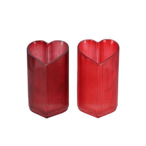 Amour Red Mix T-light Heart Rib Ass 9x8x15cm