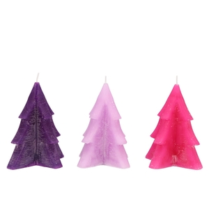 Frosty Purple/lila Mix Pine Tree Candle 10x15cm Ass