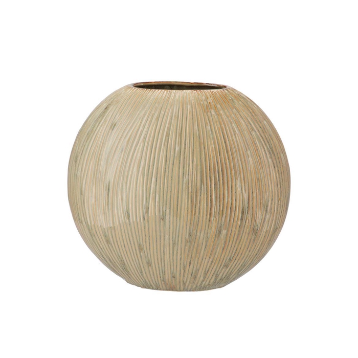 <h4>Sifan Green Vase Stripe Oval 41x16x39cm</h4>