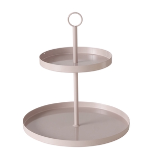 Tiered tray Samina, Decoration, H 33 cm, Iron laquered, Single-colour iron laquered beige