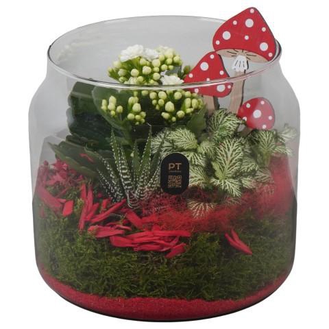 <h4>PTHG8223 Arrangement Autumn Glass in glazen vaas</h4>