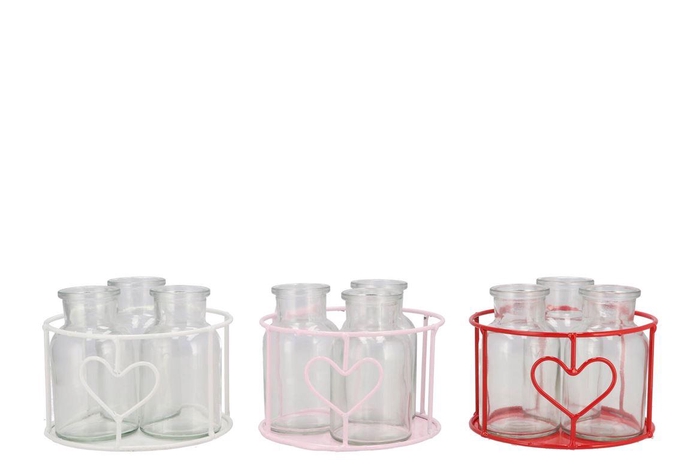 Polly Red Mix Metal Rack Circle 3 Glass Round Ass