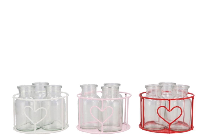 <h4>Polly Red Mix Metal Rack Circle 3 Glass Round Ass 14x8cm</h4>