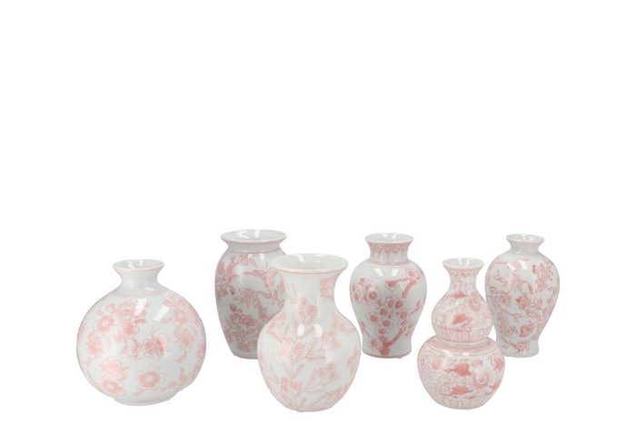<h4>Hailey Pink Porcelain Vase Flower Ass 11x16cm</h4>