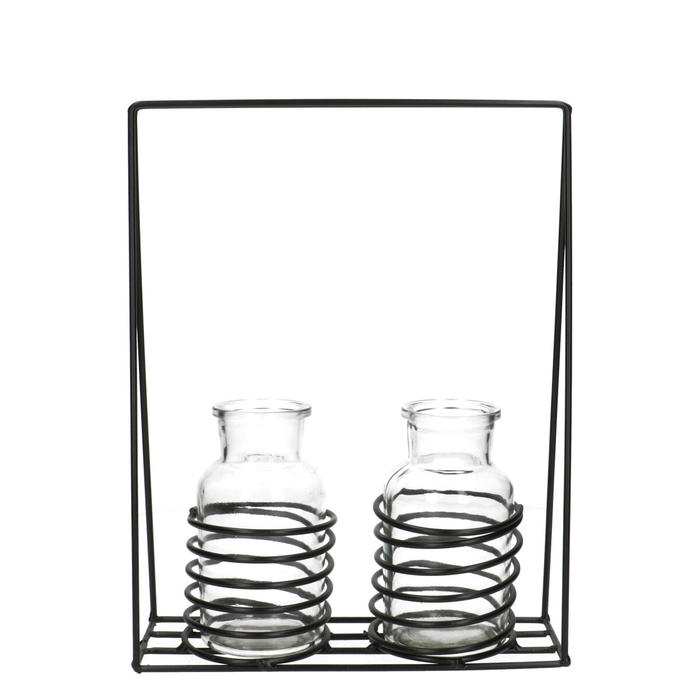 <h4>Glass Container met.2bottle d5/7*12cm</h4>