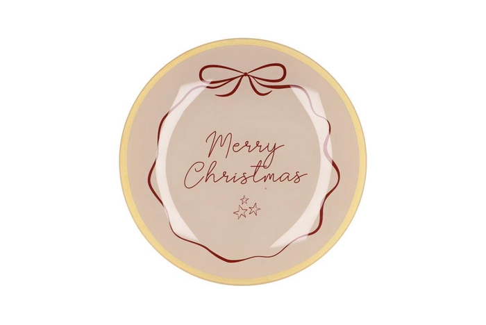 Plate Round Merry Christmas 18x18x2cm