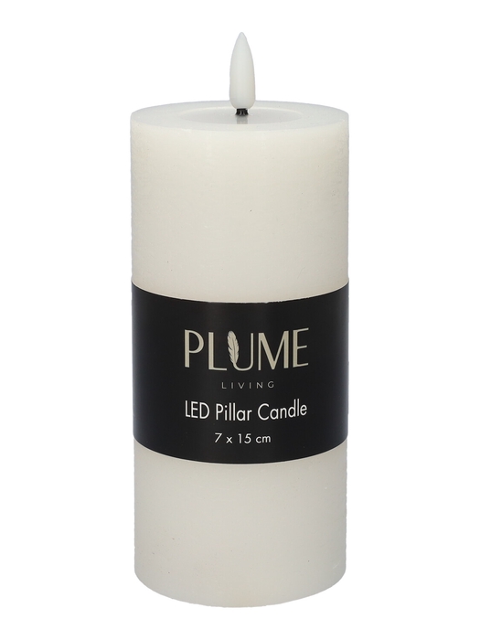 <h4>DF-730469300 - Pillar LED candle Lumina1 RC d7xh15 rustic white</h4>