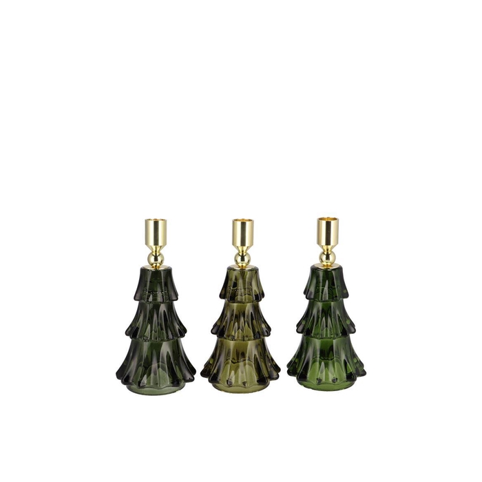 <h4>Jazz Majestic Green Candle Holder X-mas Tree Ass 8x13cm Nm</h4>