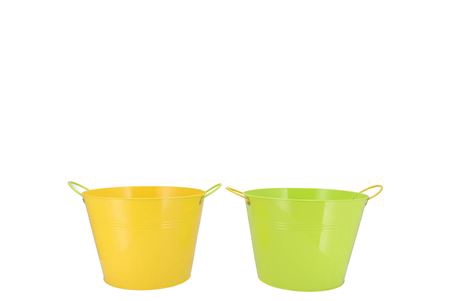 <h4>Zinc Basic Yellow/green Ears Bucket 19x16cm</h4>