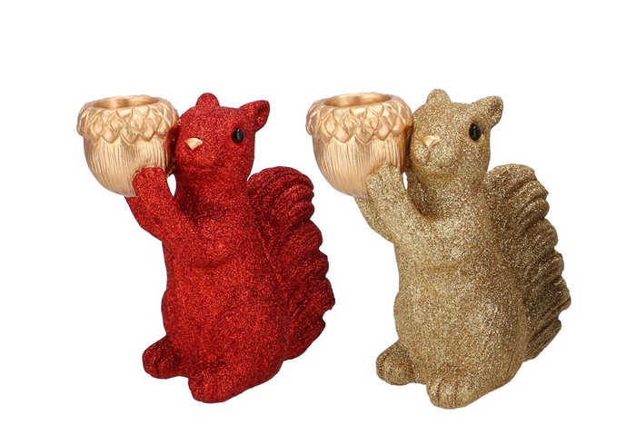 <h4>Jingle Red/gold Mix Squirrel Standing Ass 18x11x21cm</h4>