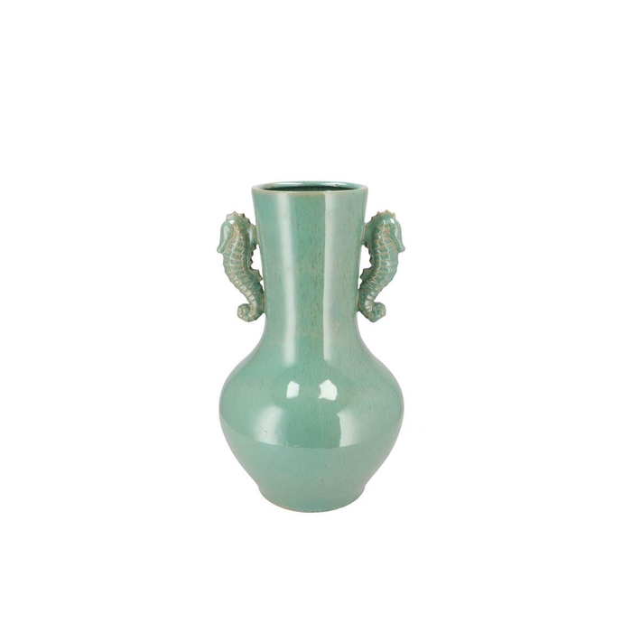 <h4>Pearl Sea Green Vase Seahorse 19x19x30cm Nm</h4>