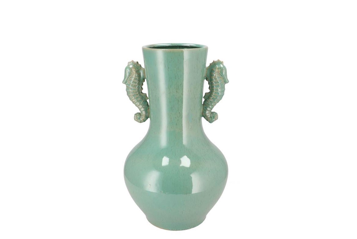 <h4>Pearl Sea Green Vase Seahorse 19x19x30cm Nm</h4>