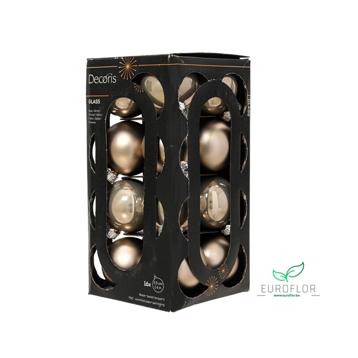 <h4>KERSTBAL GLASS 35MM 16PCS SMOKEY PEARL</h4>