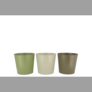 Zinc Summer Green Mix Bucket Striped Ass 15x14x11cm