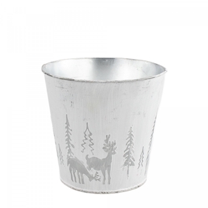 Kerst Zink X-mas pot d15.5*15cm