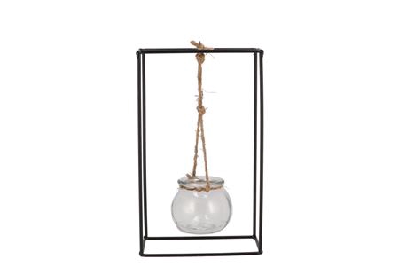 <h4>Polly Black Metal Rack 1 Glass Hanging 15x8x25cm</h4>