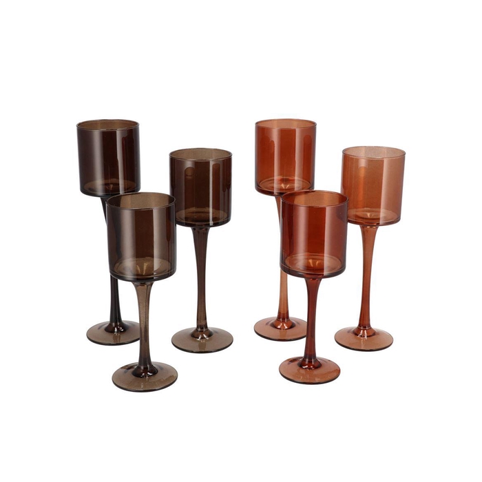 <h4>Jazz Brown Candle Holder With Foot Ass P/3 8x20cm</h4>