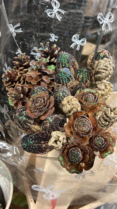 KERST OP STOK MIX NATUREL GROEN GLITTER