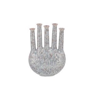 Inga Jahra Grey Vase Oval Tube Active Glaze 28x12x